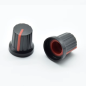 Preview: Potentiometer,Poti,Knopf,Drehknopf,Skalenknopf,Zeiger,Kunststoff,Steckachse,rot