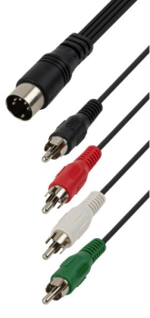 Adapter 4x Cinch auf 5-polig DIN Stecker mit Widerstand