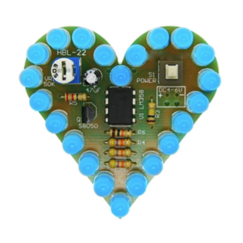 Bausatz,Herz,LED,Platine,Elektronik,blau,IC,DIY,Kit,Heart