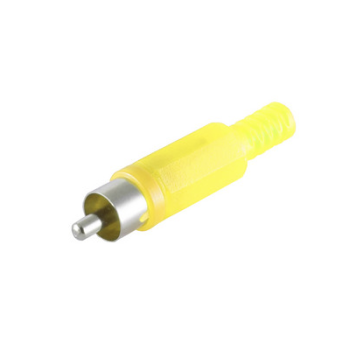 Cinch-Stecker - gelb - lötbar - Knickschutz