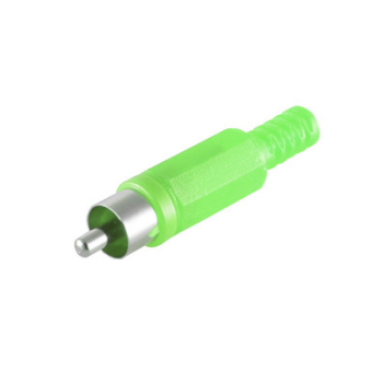 Cinch-Stecker - grün - lötbar - Knickschutz