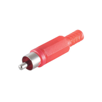 Cinch-Stecker - rot - lötbar - Knickschutz