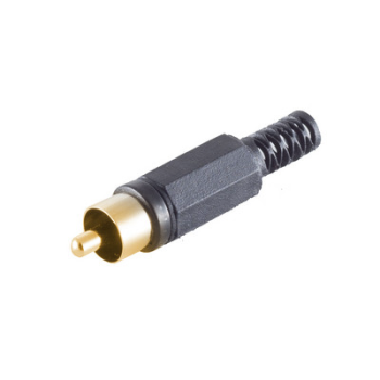 Cinch,RSA,Stecker,schwarz,vergoldet,Knickschutz