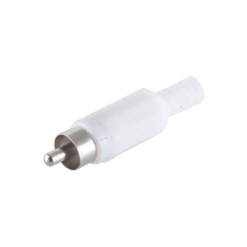 Cinch-Stecker - weiß - lötbar - Knickschutz