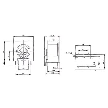 Preview: DIN, Diodenbuchse, 5, polig, anreihbar, Printmontage