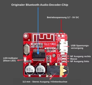 Preview: Bluetooth,Elektronik,Modul,Platine,stereo,Audio,NF,micro-USB