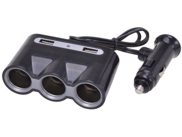 KFZ-Steckdose 3-fach mit 2 USB Ladebuchsen 12/24 Volt
