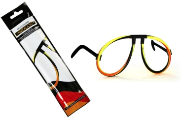 Brille,Fan,Fanbrille,Leuchtbrille,Knicklicht,Neon,Party,schwarz,rot,gelb,gold