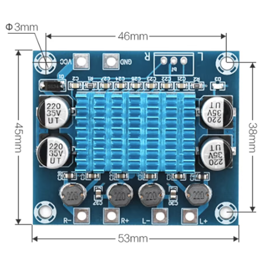 Produktbild von OEP30W Mono-Verstärker Modul – Klasse D PWM, 8-24V DC, 30W, 4-8 Ohm, Kompakt (18x18mm) Für DIY Audio Projekte
