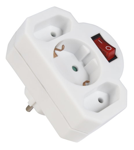 Adapterland - Steckdosenadapter, Schalter, Kinderschutz - 3-fach Schuko +  Euro