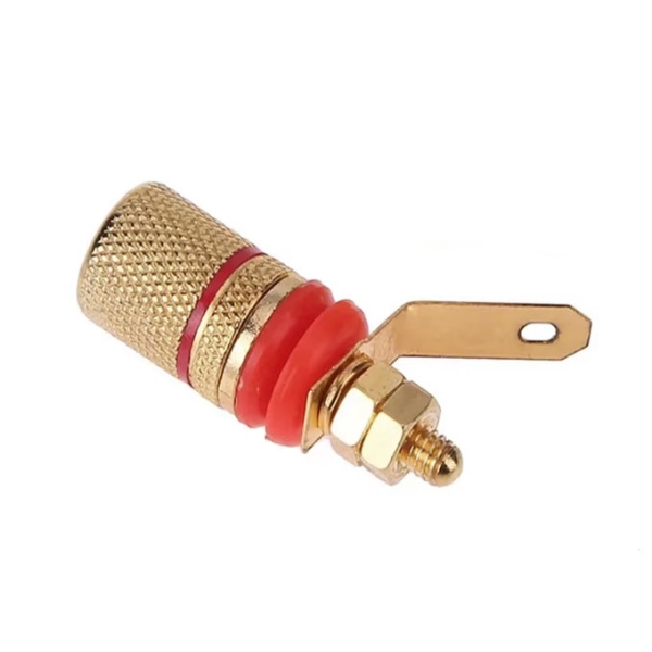 Einbaubuchse,Lautsprecher,Verstärker,Receiver,4,mm,Banane,Querloch,vergoldet,massiv,rot