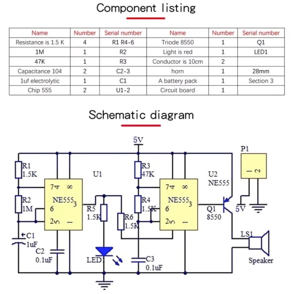Bausatz,DIY,Kit,Polizei,Sirene,komplett,NE555,Platine,Löten