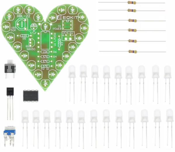 Bausatz,Herz,LED,Platine,Elektronik,weiß,IC,DIY,Kit,Heart