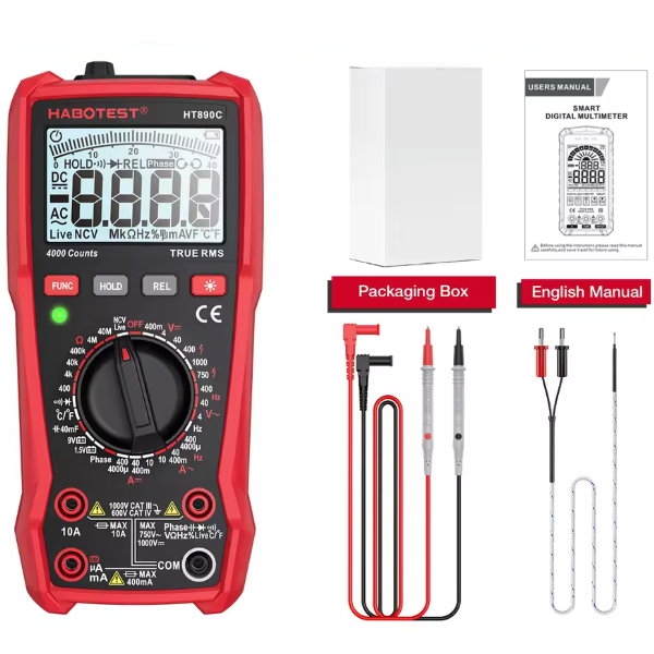 Digital,Multimeter,Frequenz,Temperatur,Abstand,Lux,viele,Bereiche