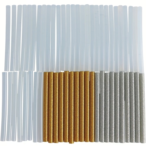 Heißklebesticks,Heißklebepistole,7,mm,gold,silber,transparent,Glitzer,56