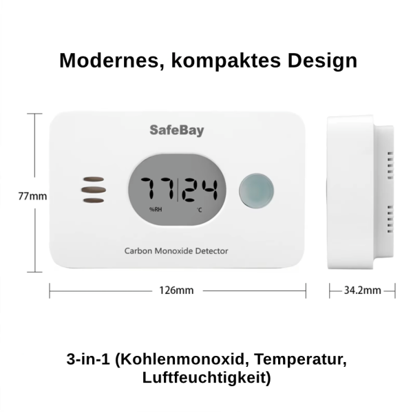 Kohlenmonoxid,Carbon,Oxide,CO,Warner,Melder,Temperatur,Luftfeuchtigkeit,Batterie