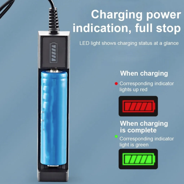 Ladegerät,USB,18650,3,7,Volt,1,fach,Schacht,LED,Ladekontrolle