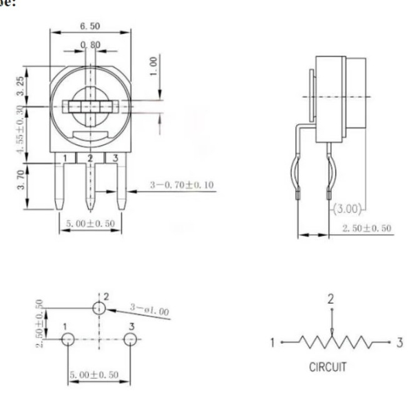 Potentiometer,Poti,Trimmer,100,RM063,Ohm,linear,klein,stehend