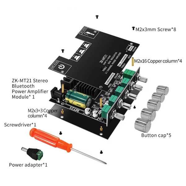 Verstärker,Amplifier,stereo,Modul,Bausatz,Subwoofer,Bluetooth,AUX,HiFi,NF