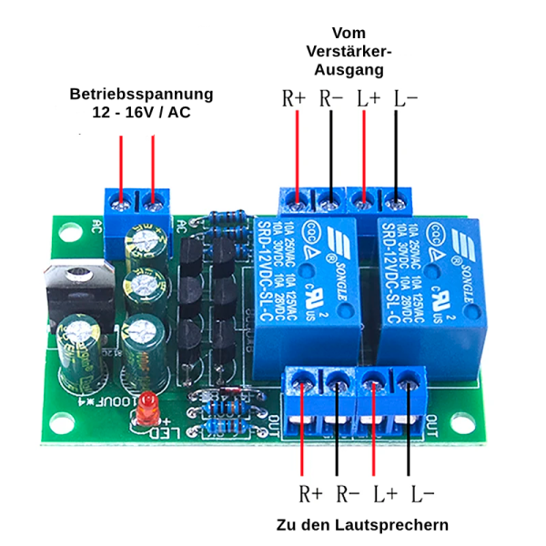 Lautsprecher,Speaker,Bausatz,Verzögerung,Delay,stereo,Watt,Schutzschaltung