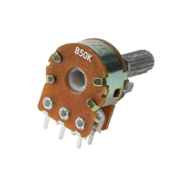 Potentiometer,Poti,500,k,Ohm,stereo,linear,klein,Steckachse,6,mm
