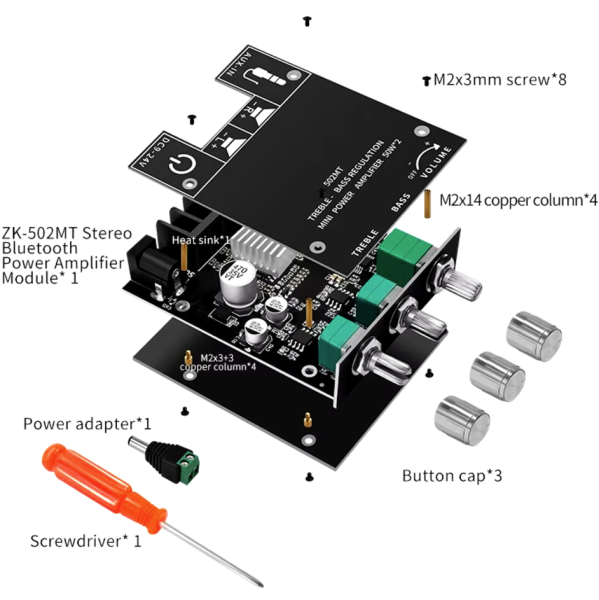 Verstärker,Amplifier,stereo,Modul,Bausatz,Bluetooth,AUX,HiFi,NF