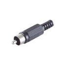 Cinch-Stecker - schwarz - lötbar - Knickschutz