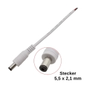 DC,Anschlusskabel,5,5,2,1,mm,weiss,Kupplung,Stecker,Anschlussdrähte