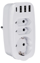 Mehrfachsteckdose mit 4x USB Ladefunktion - USB-C, USB-A