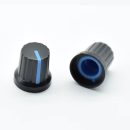 Potentiometer,Poti,Knopf,Drehknopf,Skalenknopf,Zeiger,Kunststoff,Steckachse,blau