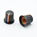 Potentiometer,Poti,Knopf,Drehknopf,Skalenknopf,Zeiger,Kunststoff,Steckachse,orange